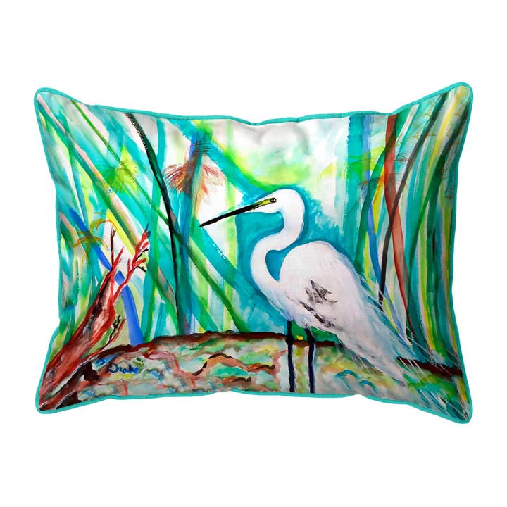 Almohada con cordón Egret in Marsh para venta al por mayor de Betsy Drake Interiors