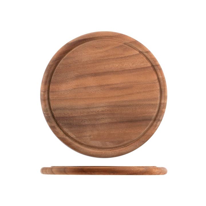 H&H - Wholesale Serving Tray - Dark Wood Plate 25 cm