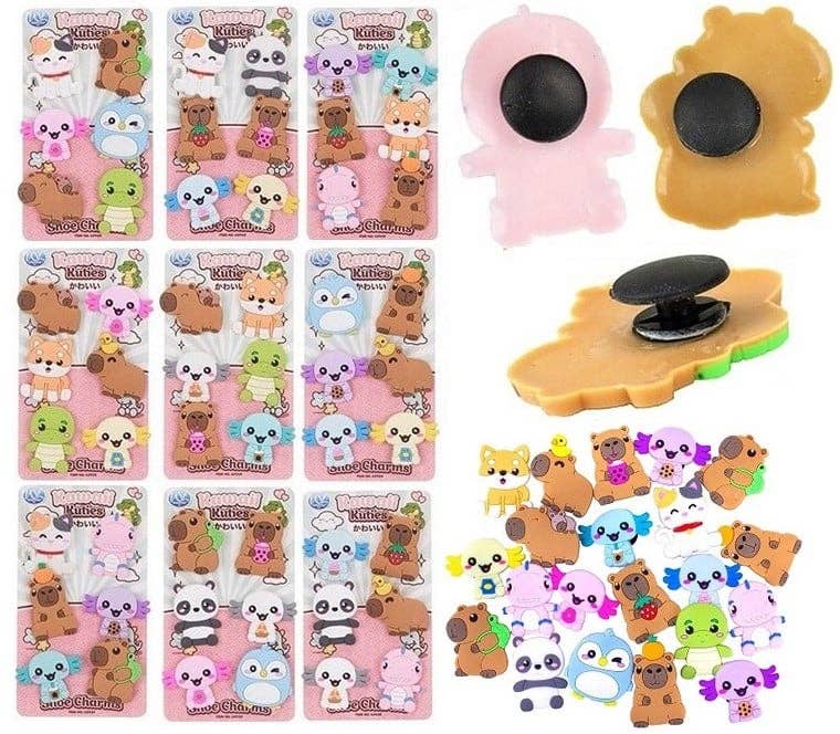 KIDDY-MOOV – Acessórios de calçado - Crianças e bebés por atacado – Conjunto de 6 enfeites para sapatos Kawaii Kuties0