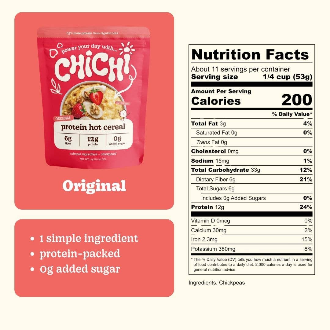 ChiChi Foods - Wholesale Oats - ChiChi Original Protein Hot Cereal 20oz | GF, no added sugar1