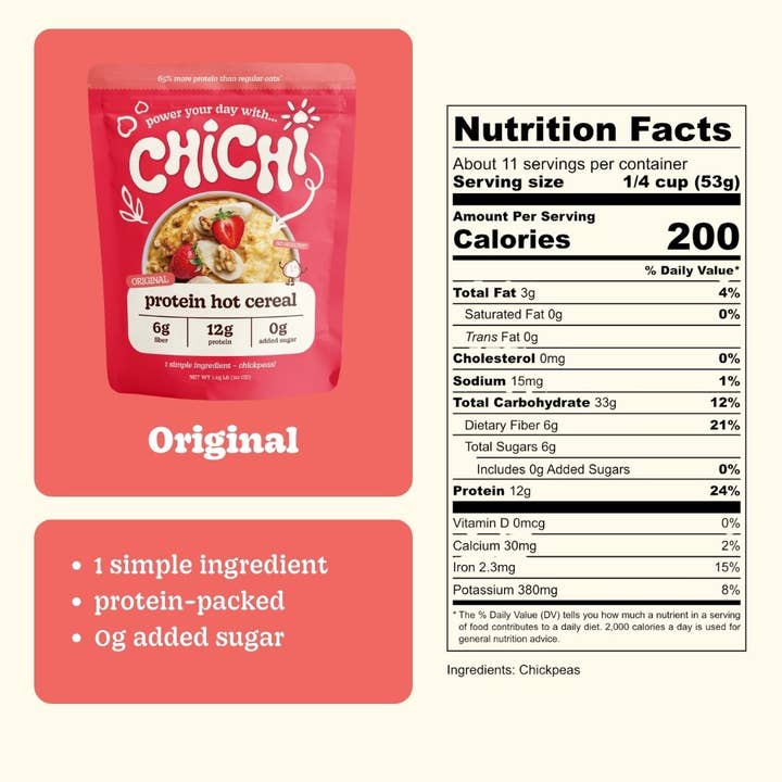 ChiChi Foods - Wholesale Oats - ChiChi Original Protein Hot Cereal 20oz | GF, no added sugar1