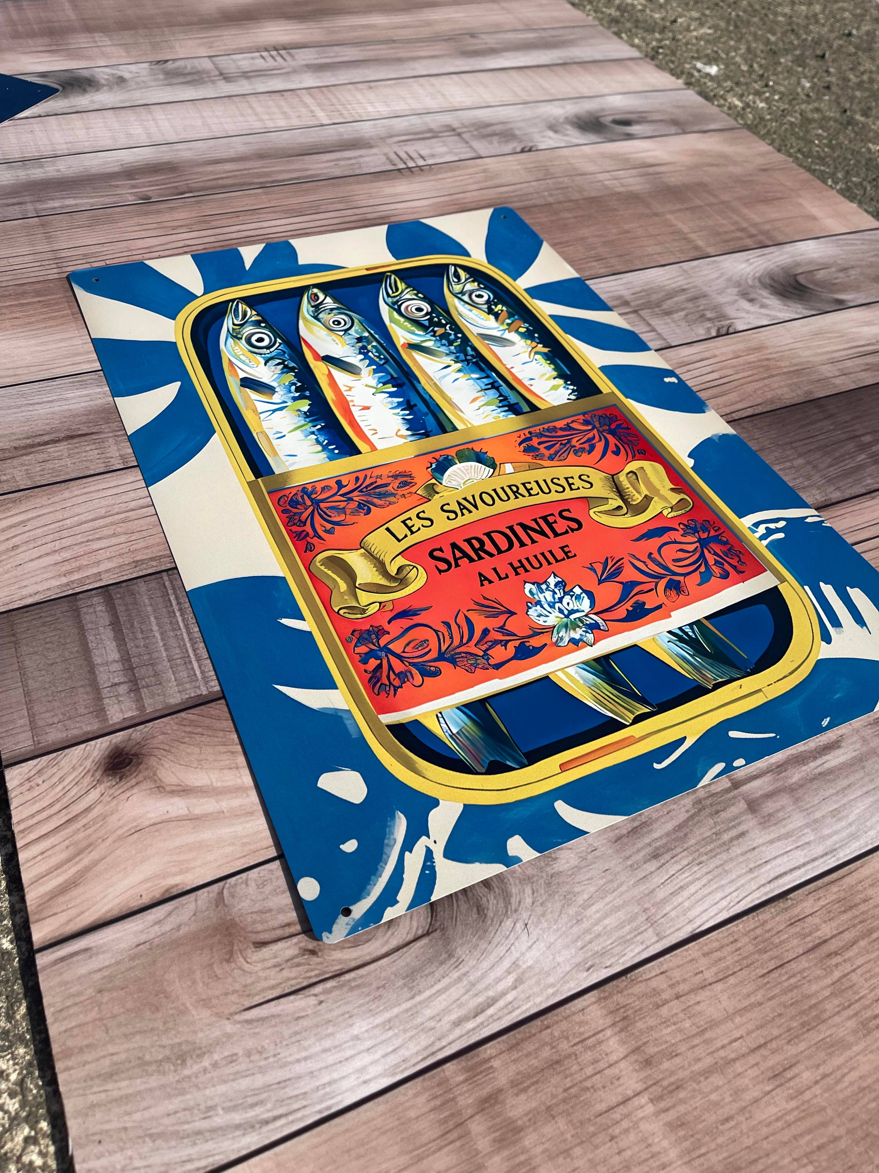 The British Metal Signs Company – wholesale Skylt – Metallskylt med illustration av sardiner för köket1