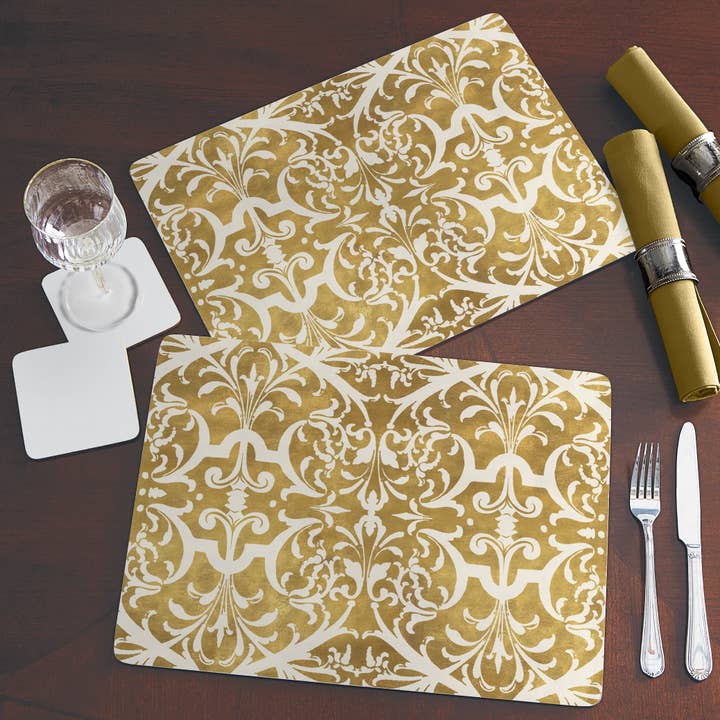 CounterArt/Highland Home/Thirstystone/CoasterStone - Wholesale Placemat - Cala Home Gilded Decorative Hardboard Placemats
