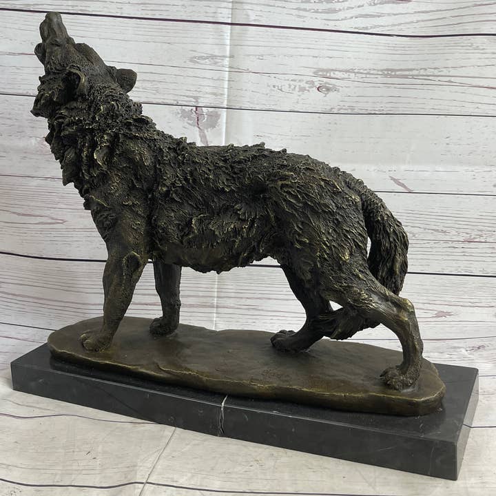 Bronzhaus – wholesale Skulptur – Extra stora vilda djur liv varg hund brons skulptur varm gjuten marmor statyett