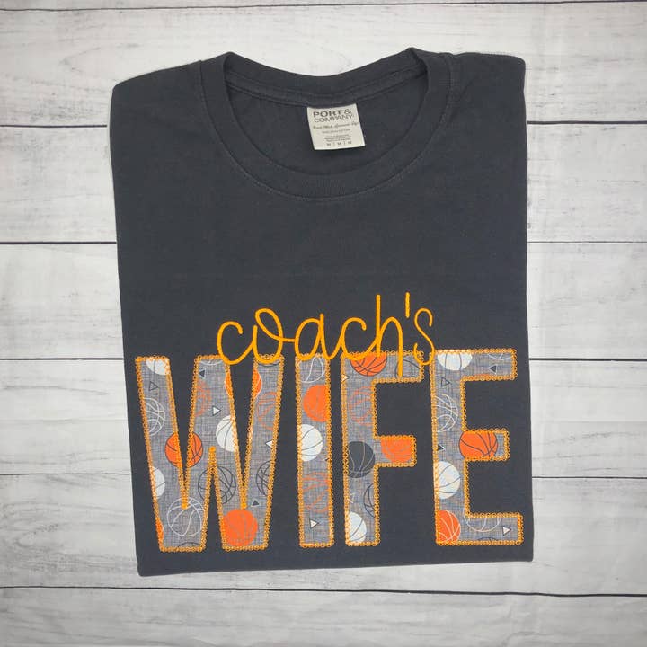 Coach;s Wife Applique Short Sleeve TShirt for wholesale by Handmade Pieces Company LLC
