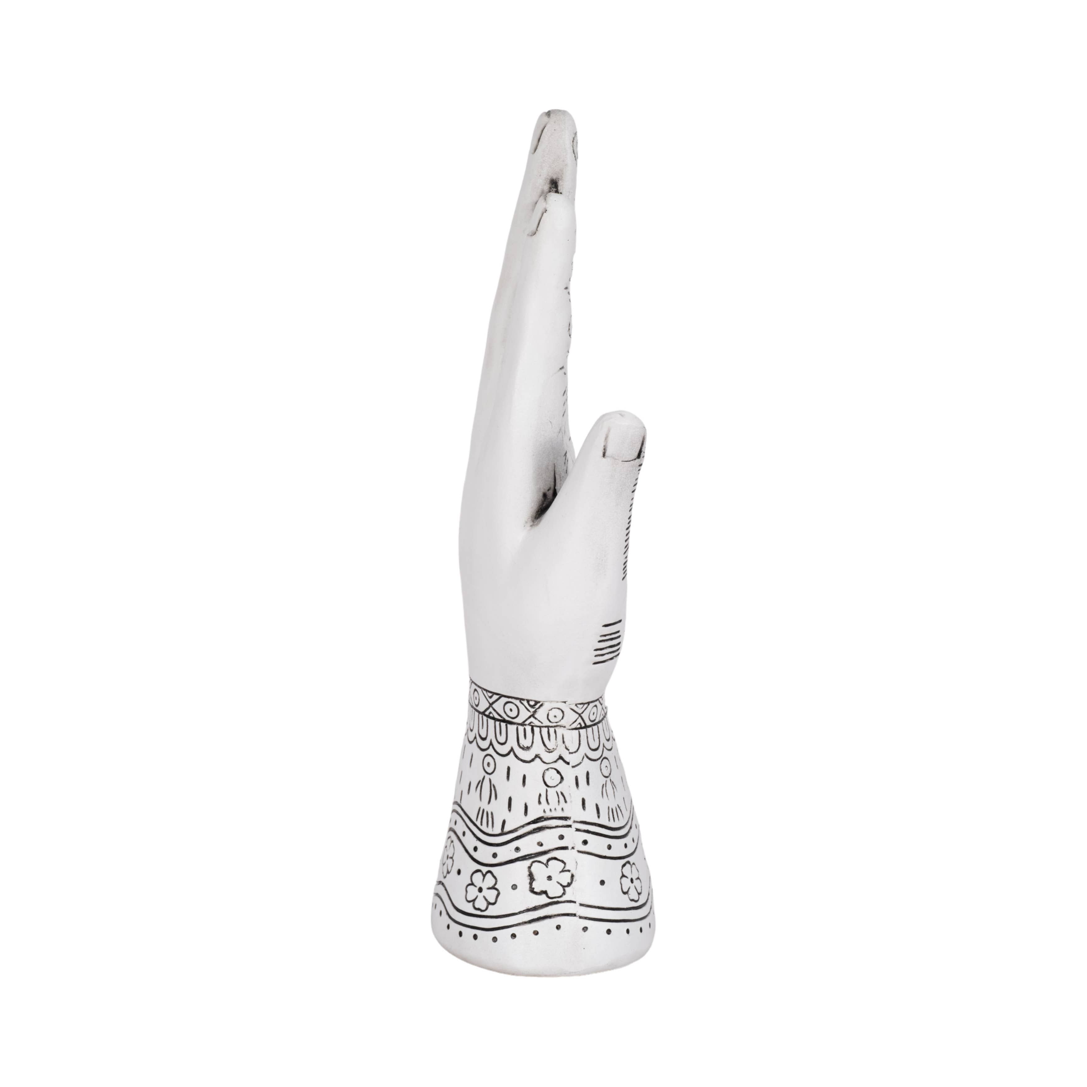Sagebrook Home - Wholesale Decorative Tabletop Object - Sculpture - White Resin Symbolic Eye Tattoo Hand, 10 in.5