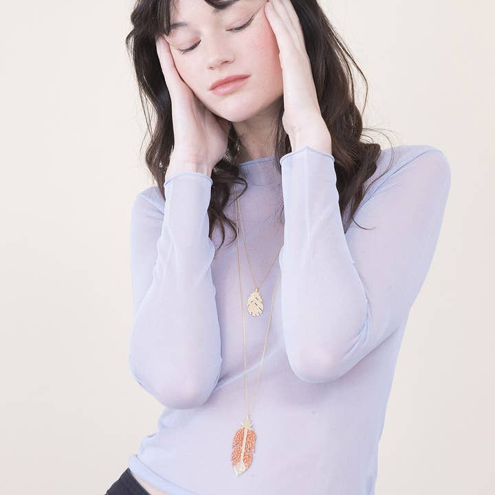 Plumage - colar de couro com pendente de pena Corneille por atacado de Peau de Fleur