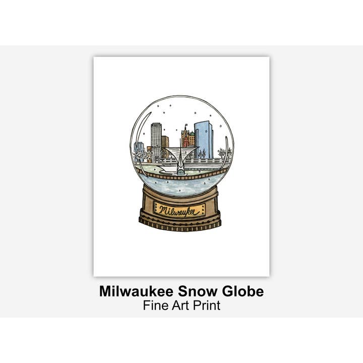 Milwaukee Snow Globe Watercolor Art Print for wholesale by Lynndale Print