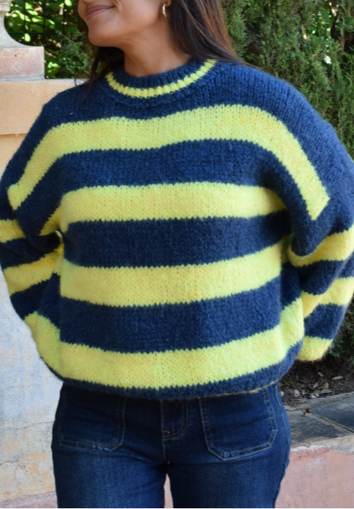 MindTraveler - Wholesale Knit Sweater - Women's - Aura Yellow and Navy Jersey7