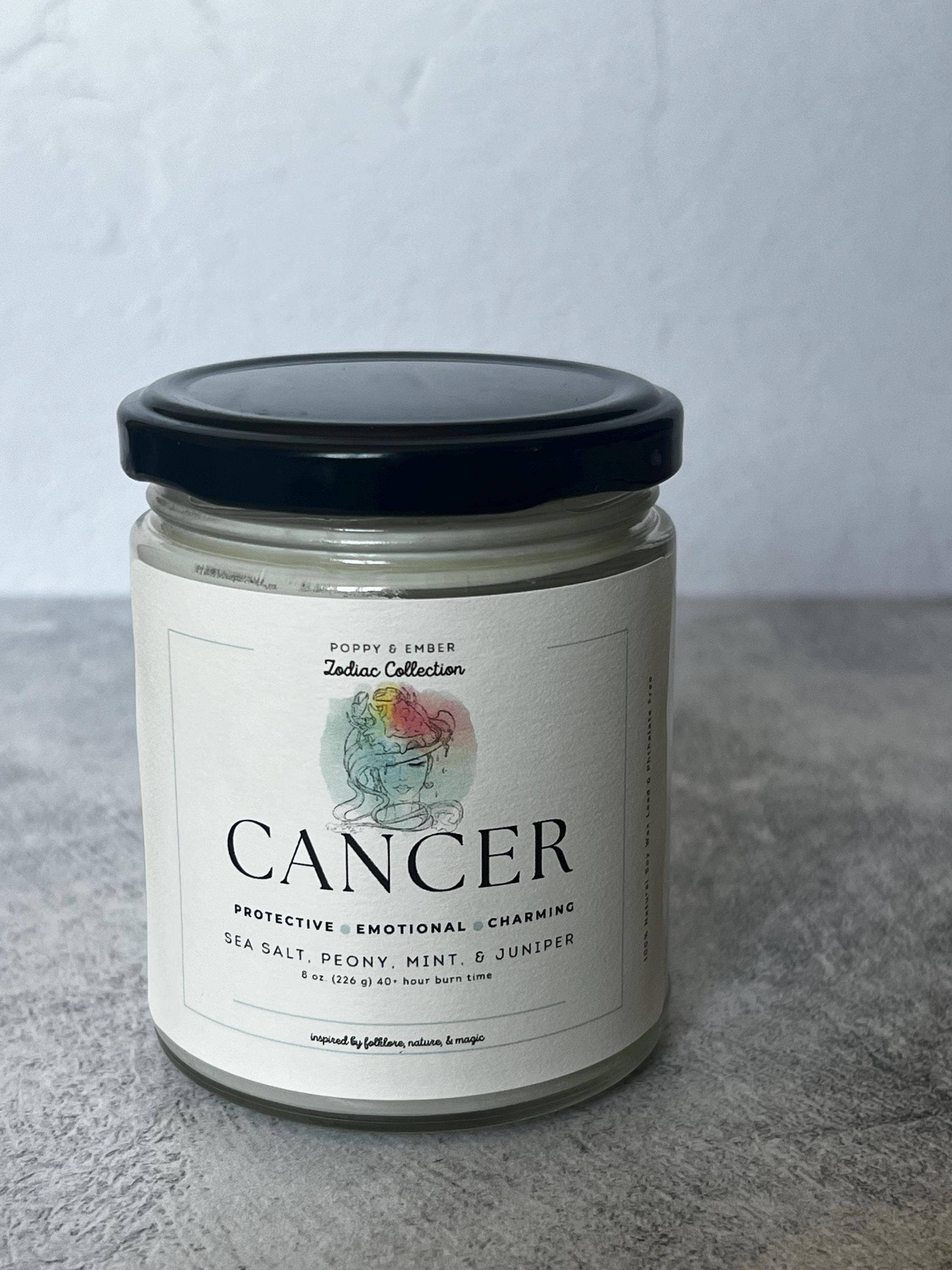 Poppy & Ember - Wholesale Jar/Filled Candle - Cancer Zodiac Crystal Candle1