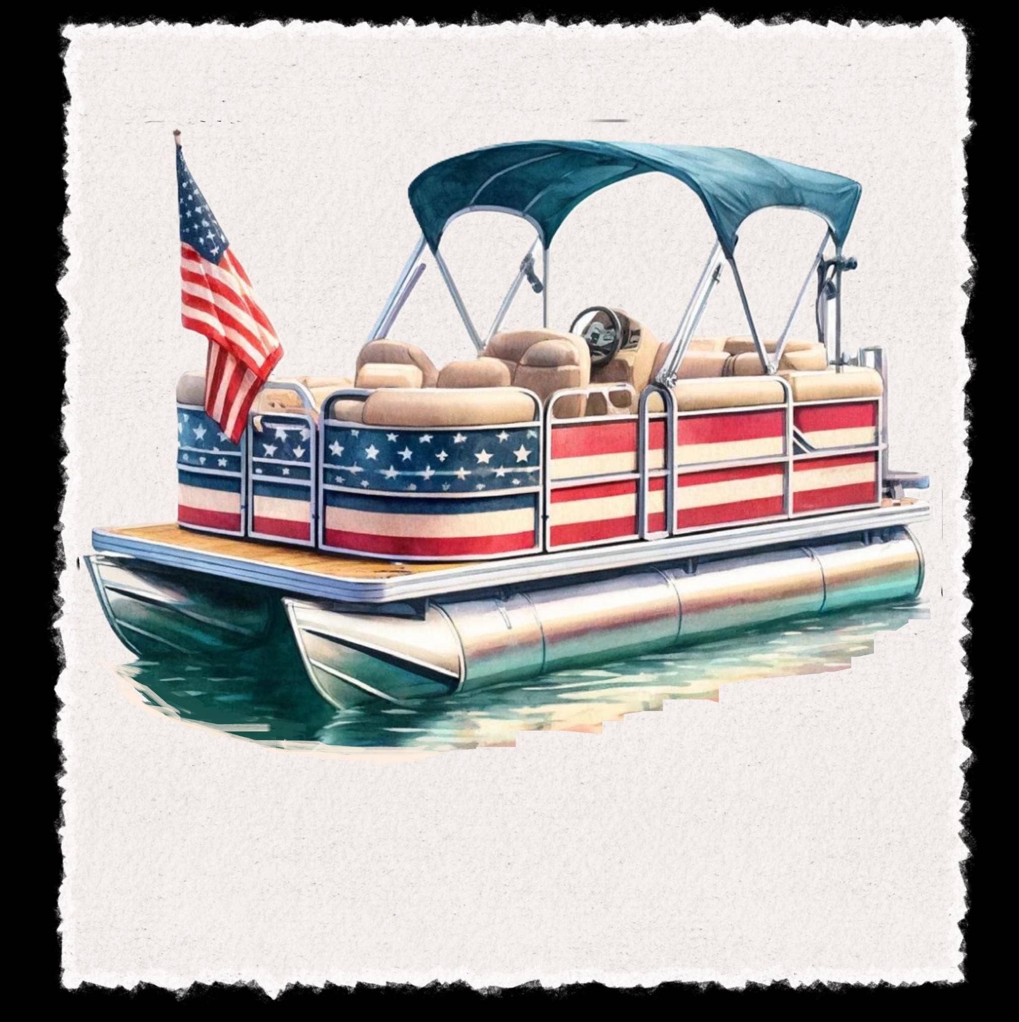 Cottage & Club - Wholesale Tea Towel - Preppy Patriotic Tea Towel Set | Red, White & Blue American Decor | 4th of July Decorations  Pontoon Boat Custom Name Kitchen Decor Gift1