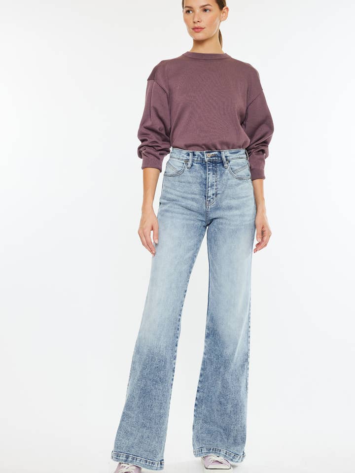 ABRIR PAQUETE VAQUEROS ACAMPANADOS DE TIRO ALTO ULTRA 90’S-KC7889M-OP para venta al por mayor de Kan Can USA