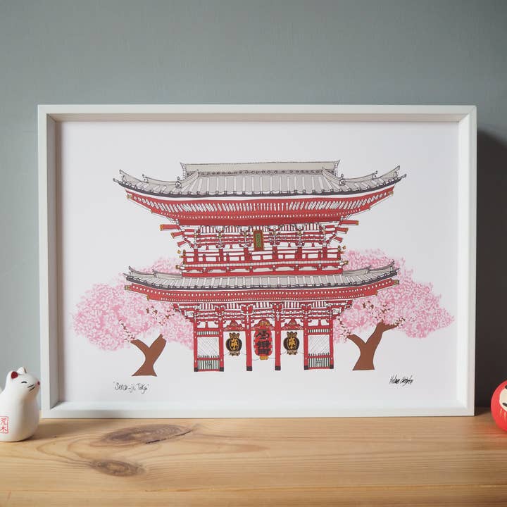 Stampa A4 del tempio Tokyo Sensō-ji per la vendita all'ingrosso da parte di Helena Carrington