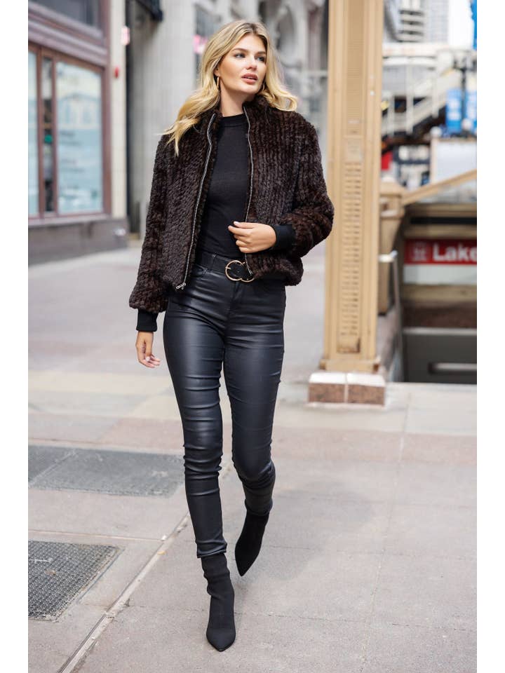 Whiskey 5th Ave Knitted Faux Fur Bomber for wholesale on Faire3