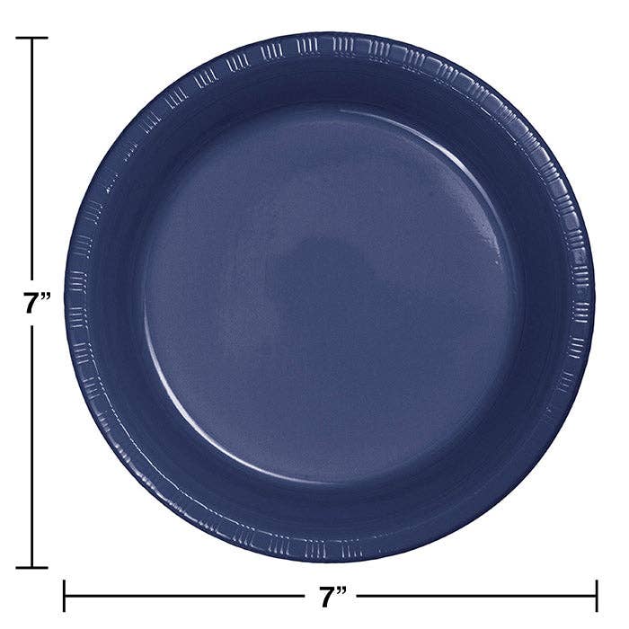 Bulk Party Decor - Wholesale Disposable Plate - Navy 6.75 inch Plastic Dessert Plates, 20/Pkg