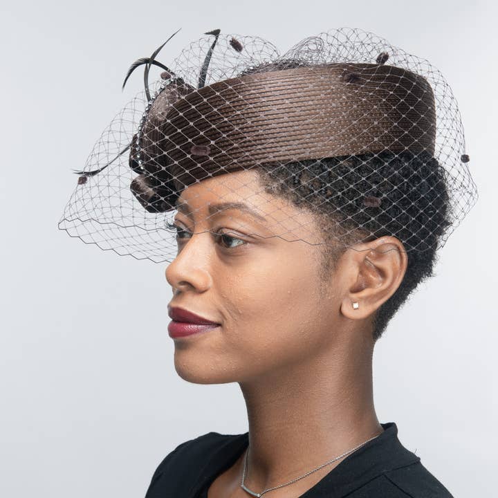 KaKyCo - Wholesale Fascinator Hat - Women's - Satin Ribbon Veil Pillbox | 3215596