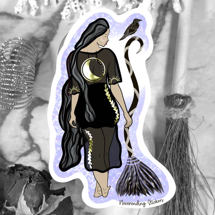Pegatinas de vinilo o imán Neverending, Everyday Witch & Familiar Crow, 3.8 x 2.5 pulgadas para venta al por mayor de Neverending Stickers