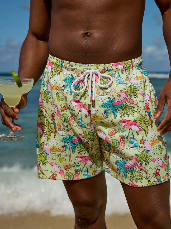 Margaritaville by Kenny Flowers - Welcome to Margaritaville - Lime - Swim Trunks for wholesale by Kenny Flowers