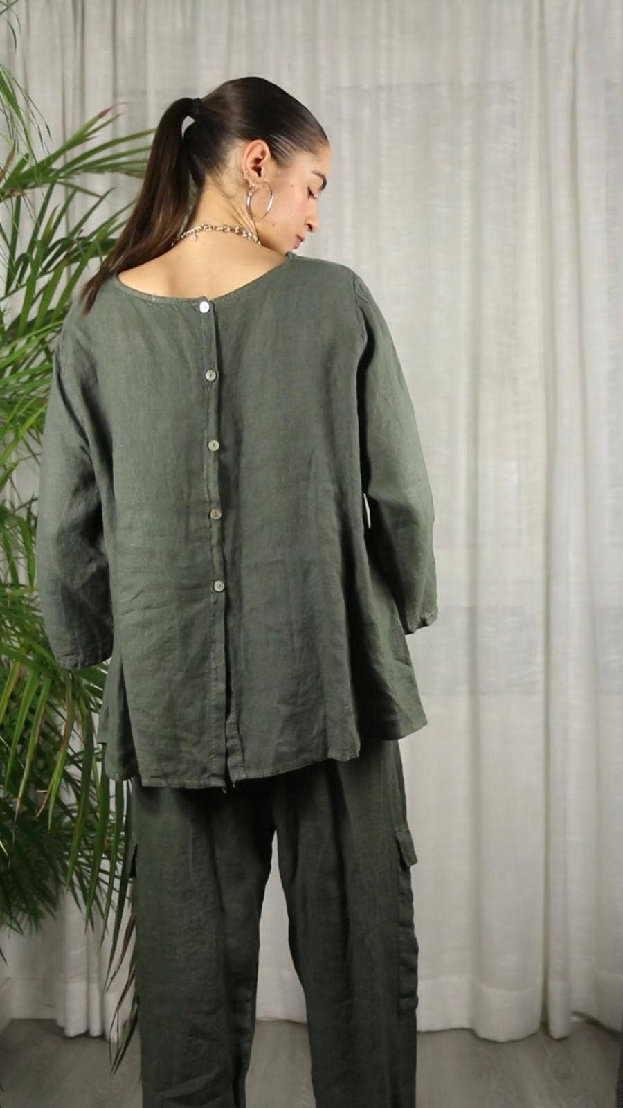 Linen & More - Vendita all'ingrosso Camicetta - Donna - REF 59100 BLUSA A MANICA LUNGA 100% LINO4