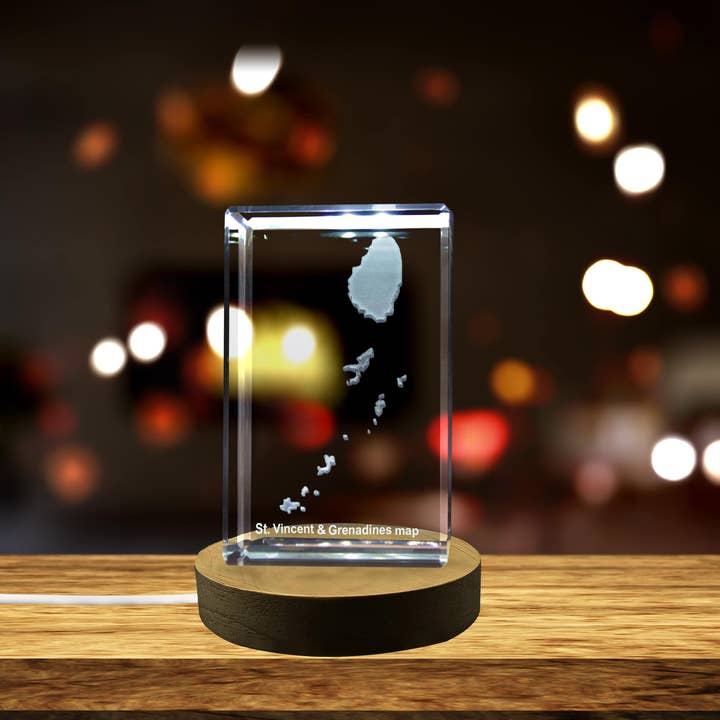 St. Vincent & Grenadines 3D Engraved Crystal Keepsake/Gift for wholesale by AB Crystal Collection
