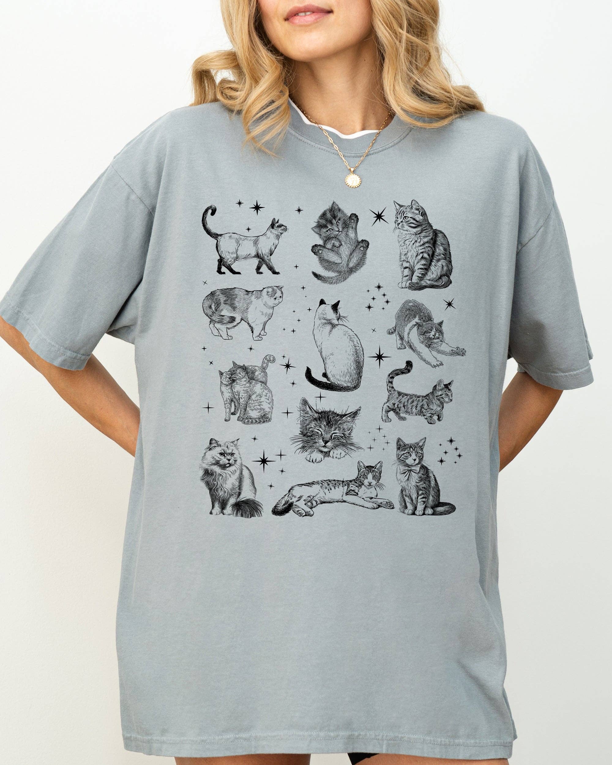 Refinery Number One LLC - Wholesale Tunic - Women's - Magical Cats Vintage Kitten Tarot Sparkles, Halloween Shirt1