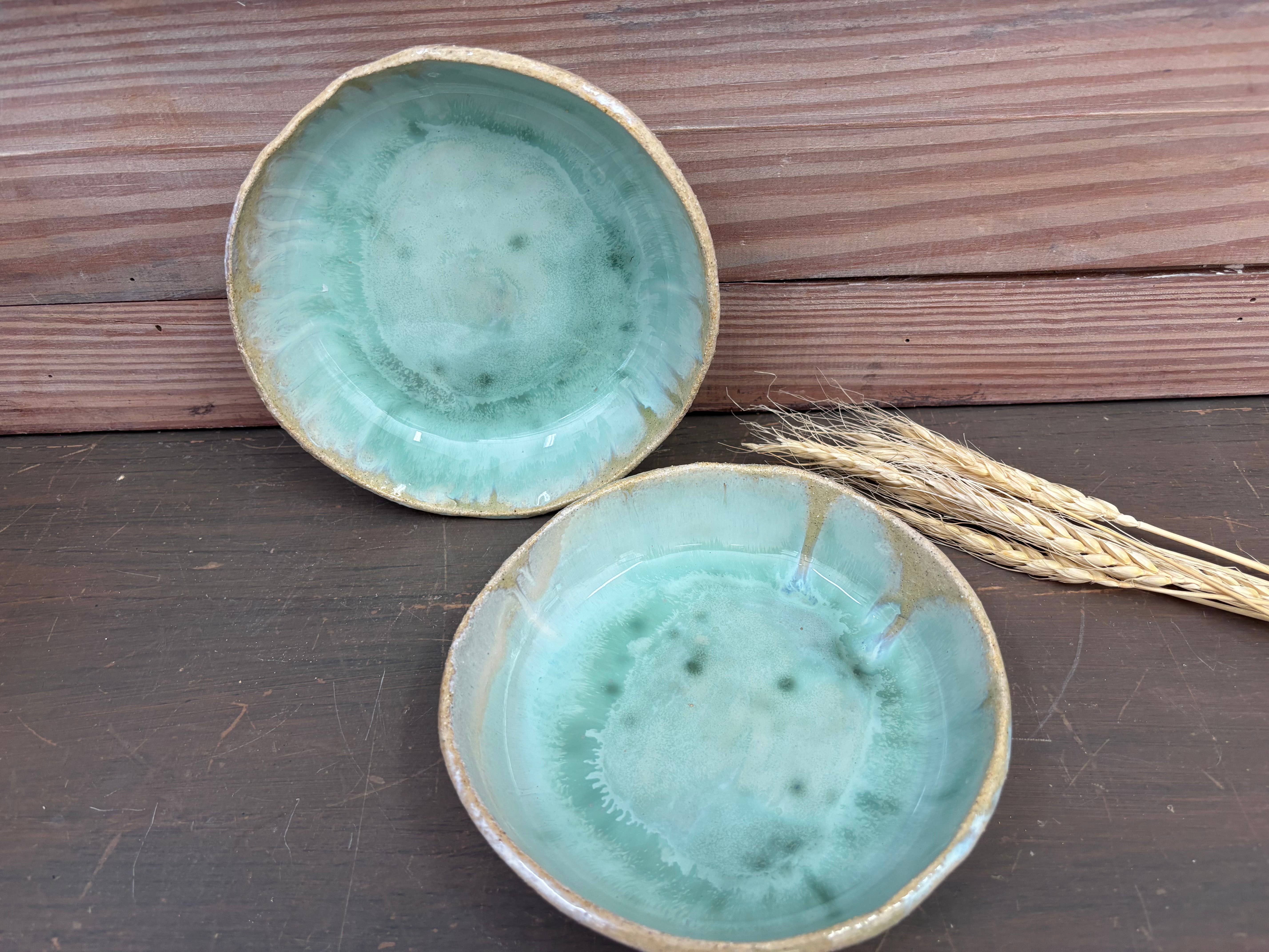 veronicaruizceramica - Wholesale Decorative Plate/Dish/Bowl - Sea green handcrafted plate – Glaze with local ashes2