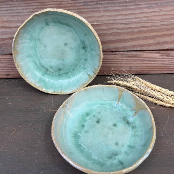 veronicaruizceramica - Wholesale Decorative Plate/Dish/Bowl - Sea green handcrafted plate – Glaze with local ashes2