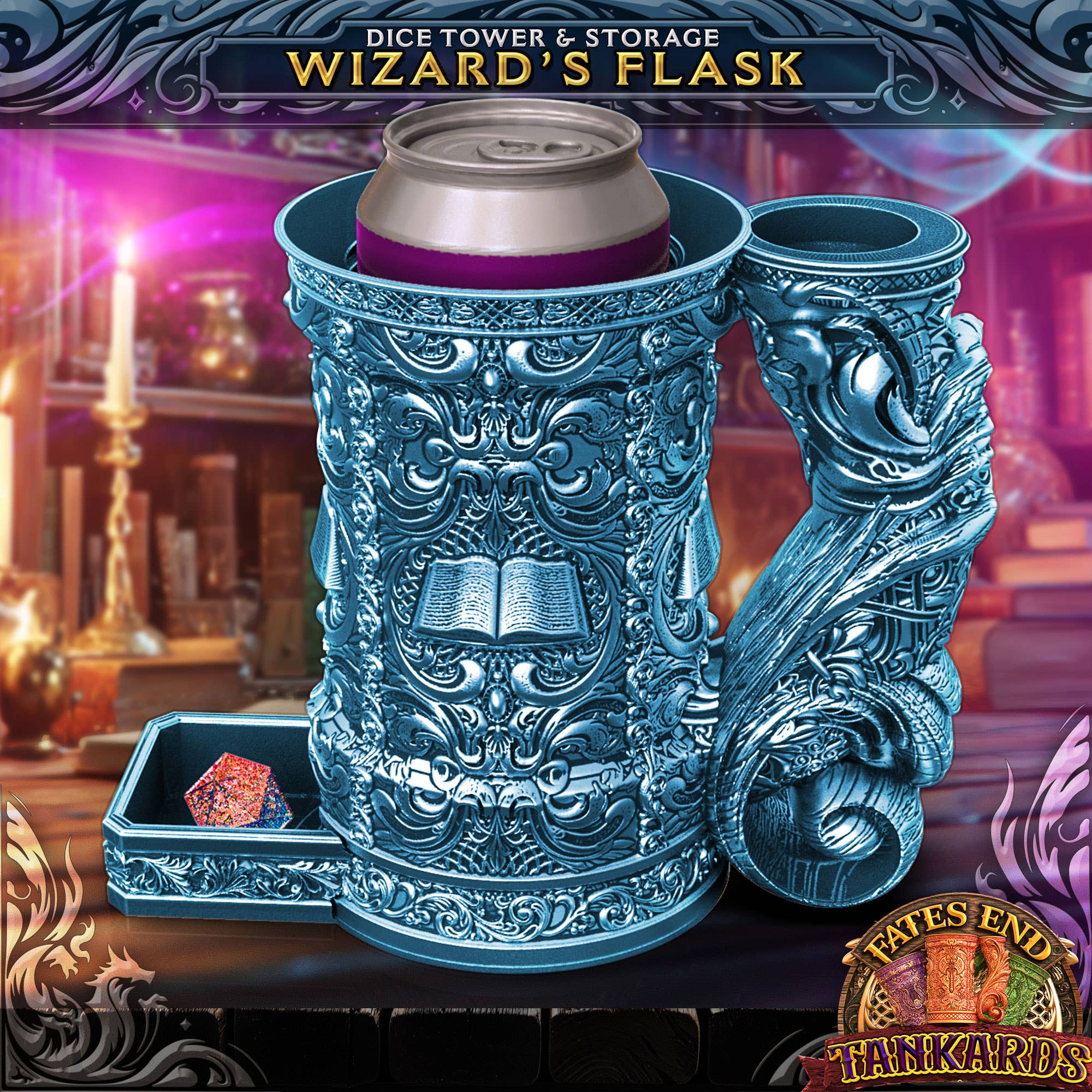 Wizard 12oz Dice Tower Tankard | TTRPG, D&D, Daggerheart for wholesale by American Carver LLC