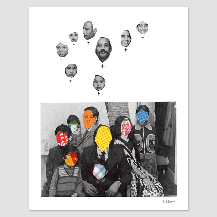 Humanity Family History Art Print Wall Decor Collage B&W for wholesale by Keemo Gallery