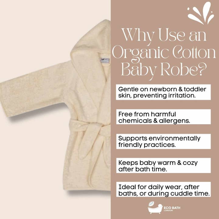 Eco Bath London – wholesale Robe – Kids – Eco Bath London Organic Cotton Baby Robe - Available in Sizes 0-2 Years and 3-5 Years