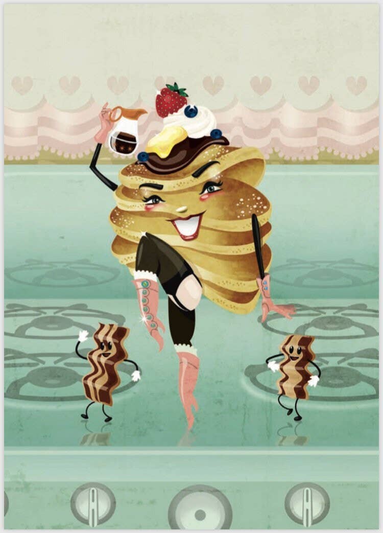 Kitschy Delish – wholesale Konsttryck – Frukostkök Konstaffisch: Staplade Pannkakor Illustration0