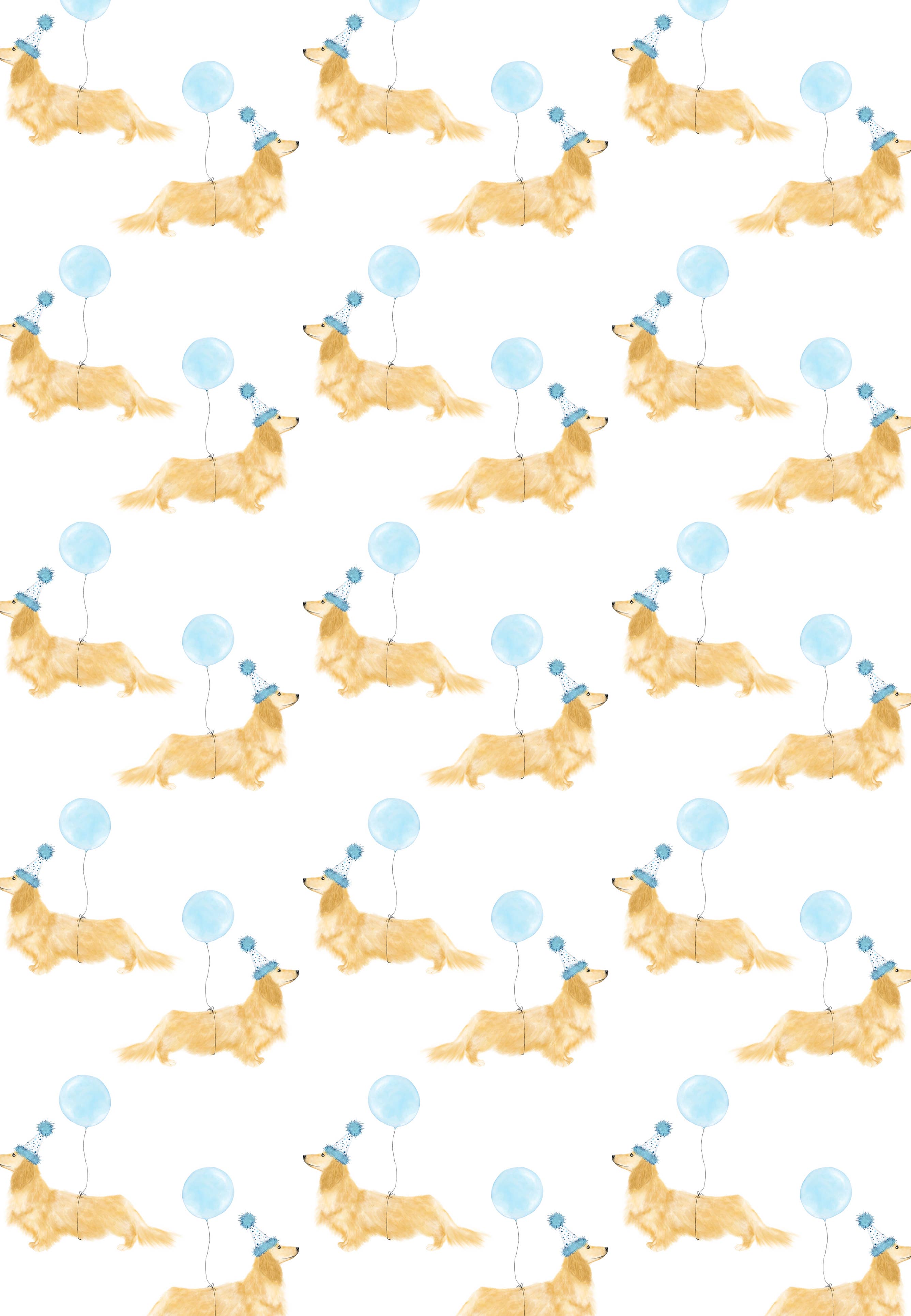 k.Patricia Designs - Wholesale Flat Wrap - Birthday Dog With Balloon Wrapping Paper1