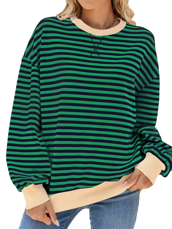 Lily Clothing - Wholesale Hoodie - Women's - CONTRASTING COLOR STRIPED LONG SLEEVE HOODIE9