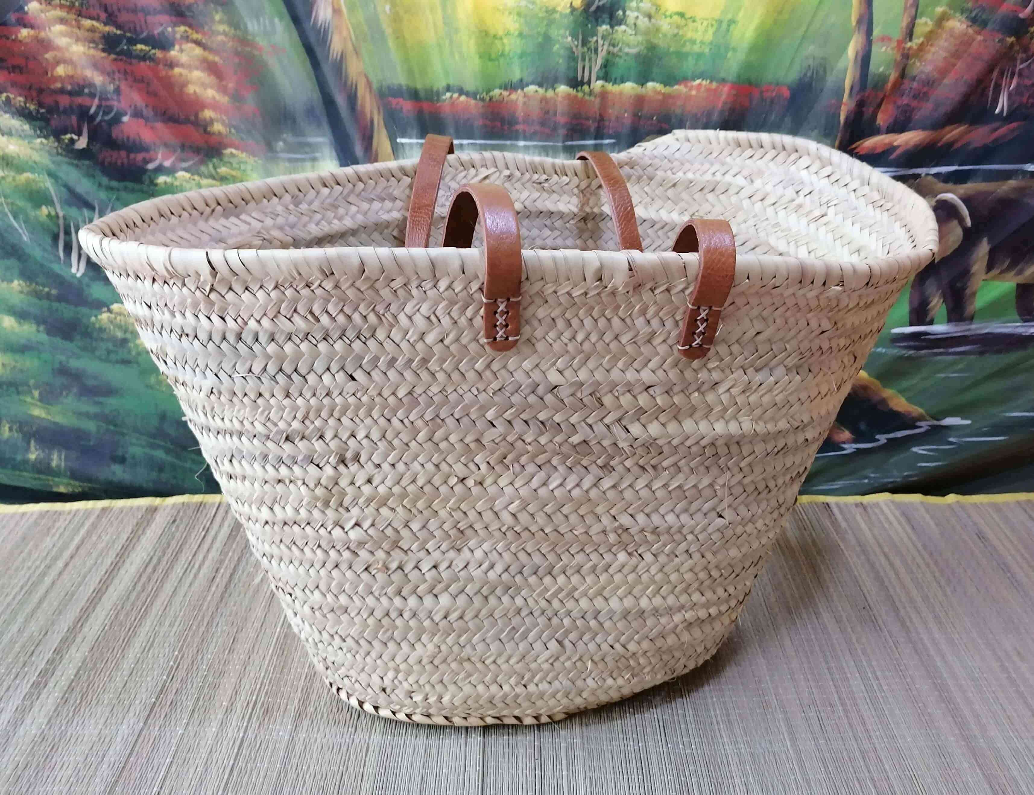 Boutique Huléti - Wholesale Beach Bag - Leather Long Handles Bag - Basket - Tote Basket - Cradle - Bassinet - Markets - Shopping - Beach - Beach - Wicker - Rattan - Natural Palm Tree2