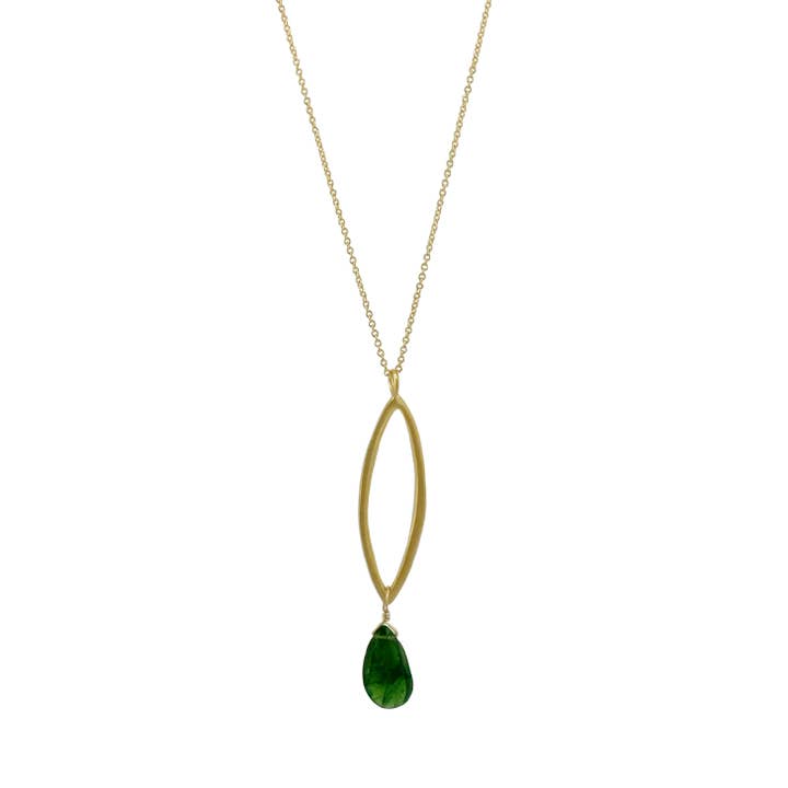 Philippa Roberts - Wholesale Pendant/Charm Necklace - Leaf with Chrome Diopside Necklace in Silver or Vermeil