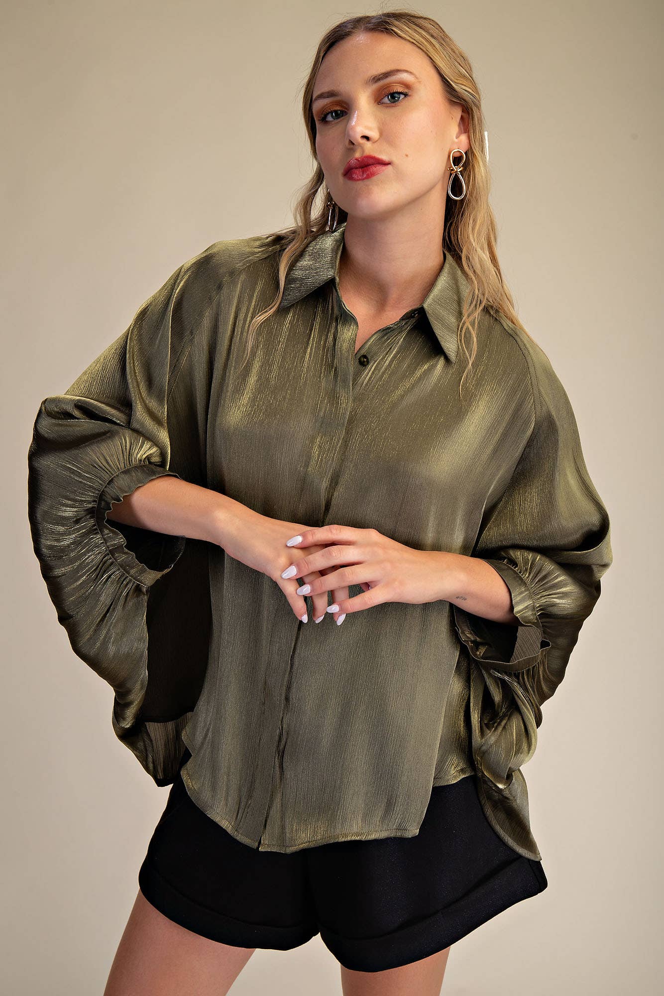 Glam - Wholesale Button Down Shirt - Women's - Button Front Shirt3