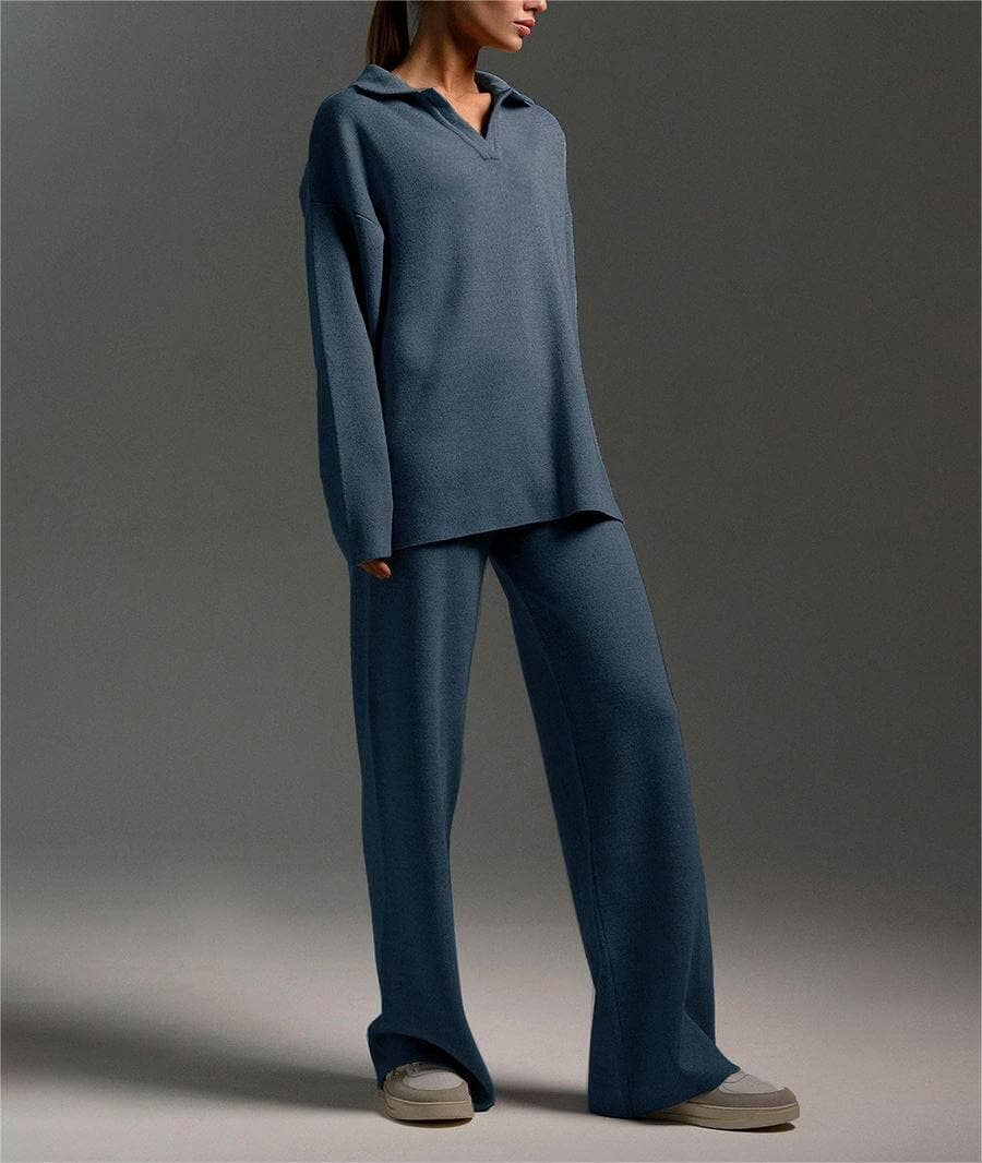 Dipped Shop – wholesale Lounge set – Women's – 2+Solid Color Label V-Neck Knit Sets DPSP122421