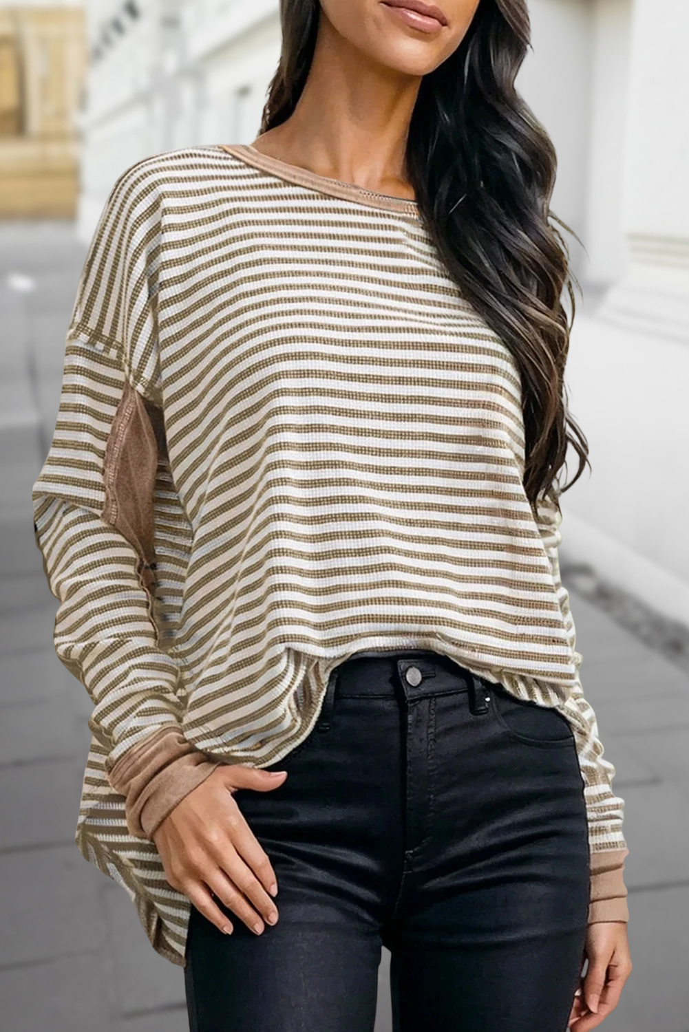 Aapparella - Wholesale Knit Top - Women's - Basic Stripe Patten Knit Long Sleeve Top | S-4X9
