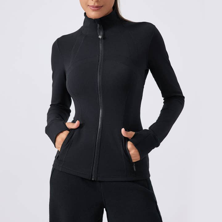 Veste de sport respirante pour femmes avec fermeture éclair complète et poches latérales pour la vente par Sodalemon
