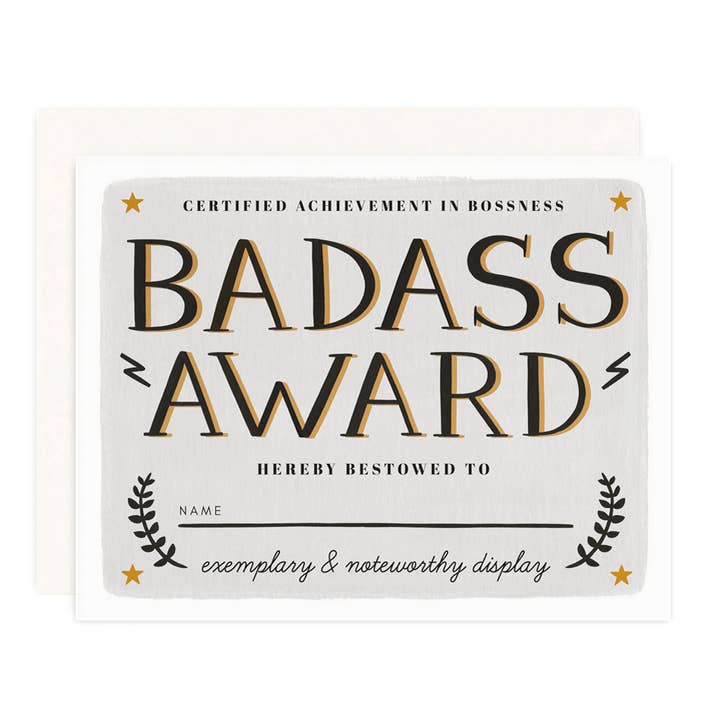 Badass Award hälsningskort för wholesale av Girl w/ Knife