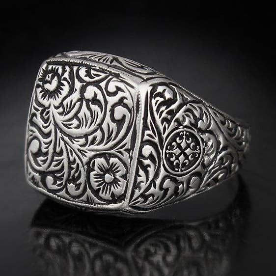 Square Signet Ring Silver För Män för wholesale av Ephesus Jewelry
