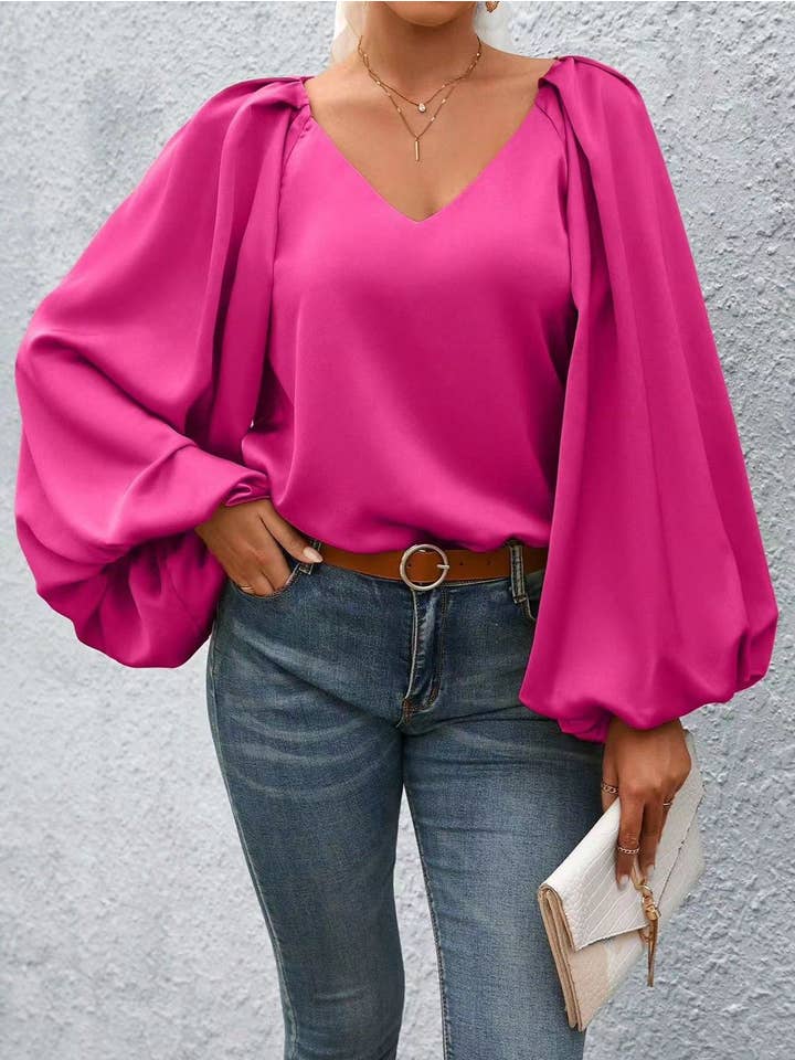 Miss Sparkling - Wholesale Blouse - Women's - Lantern Sleeve Blouse0