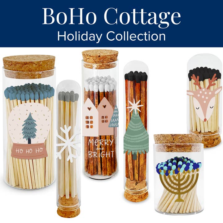 Thankful Greetings - Wholesale Matches - 2” Matches BoHo Cottage - Reindeer on Glass Mini Cloche