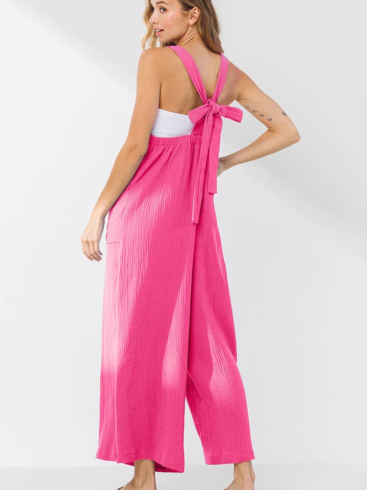 Ces Femme USA - Wholesale Jumpsuit - Women's - Cotton Gauze Solid Wide leg Jumpsuit / BI6881