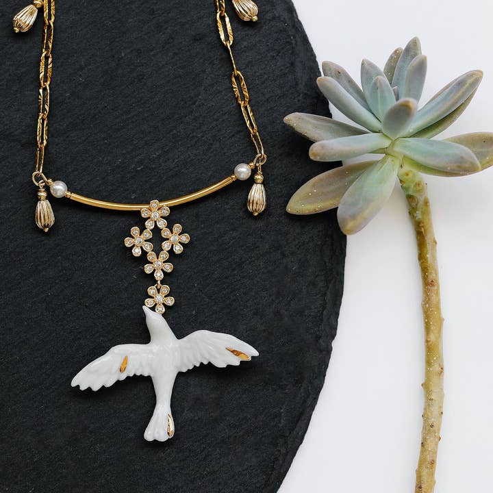 Vermilion Collection - Wholesale Pendant/Charm Necklace - YIHE Ceramic Necklace "Flight of Grace"4