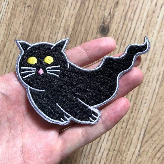 Ghost Cat Patch for wholesale by Crumby Pins