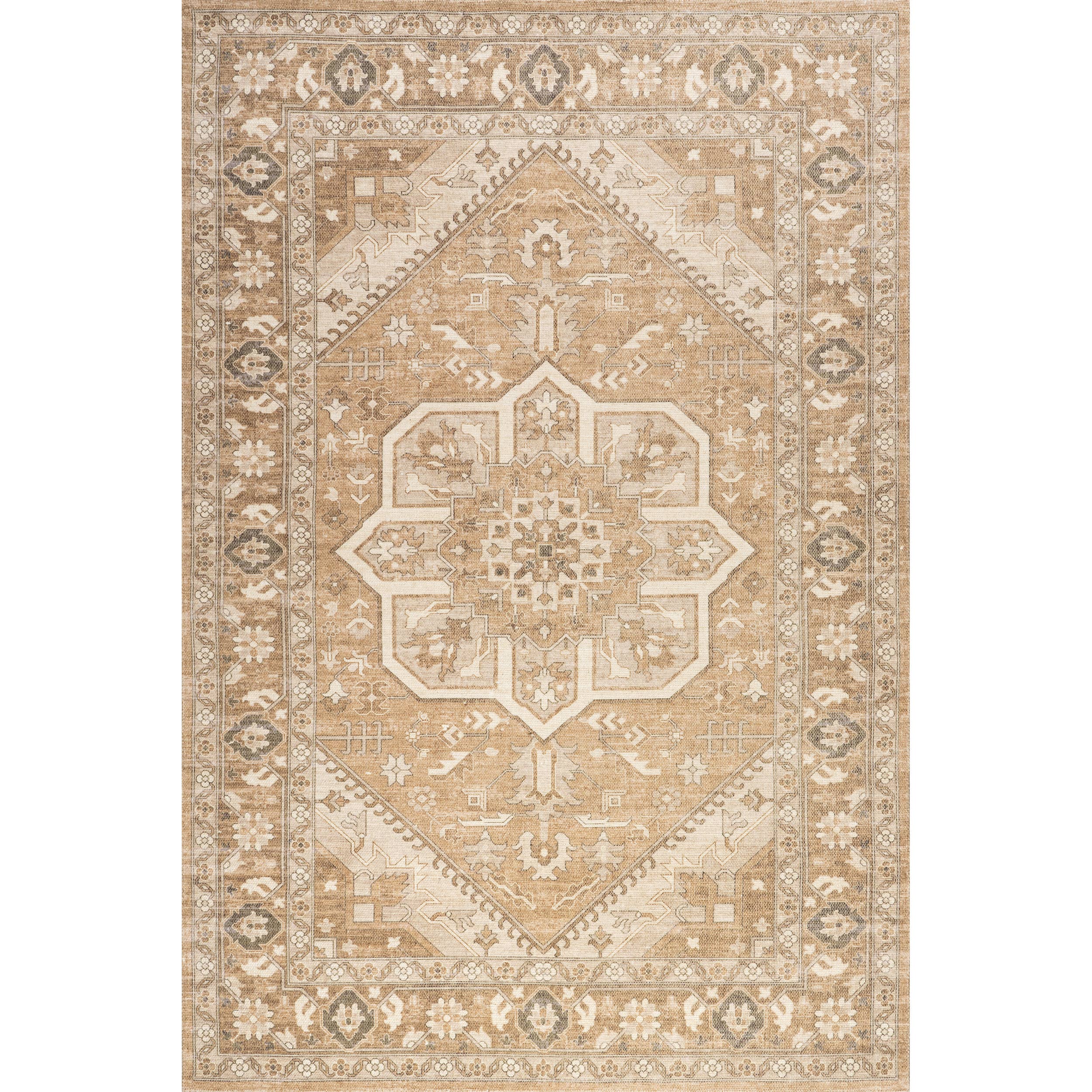 Brown Evermore Medallion Wool and Cotton Area Rug for wholesale on Faire6