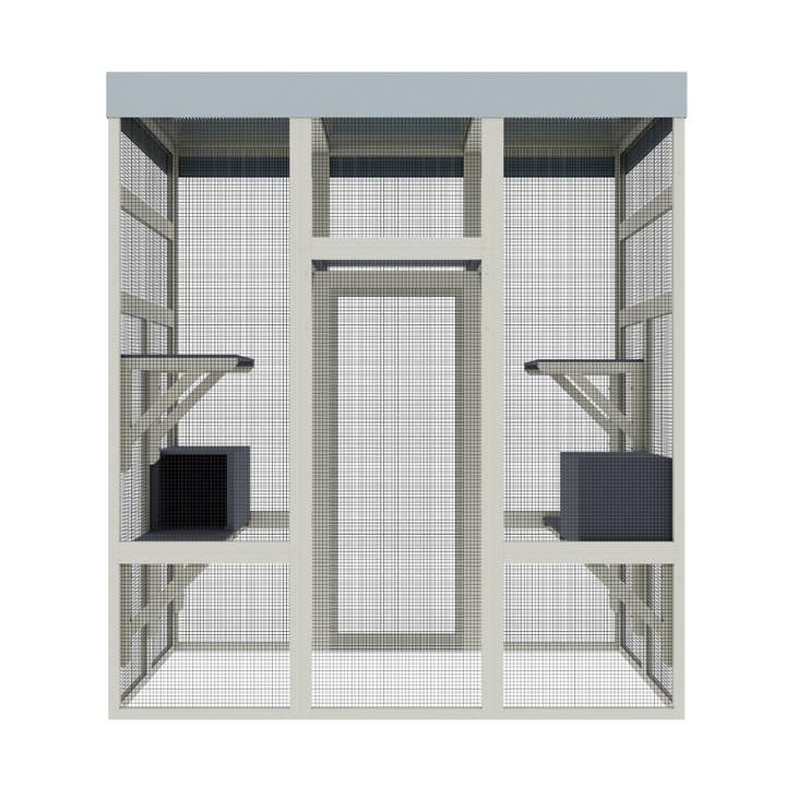 39F Inc. - Vente Caisse de transport – chat et chien - Enclos extérieur pour chat en bois de 62,6" avec toit imperméable2