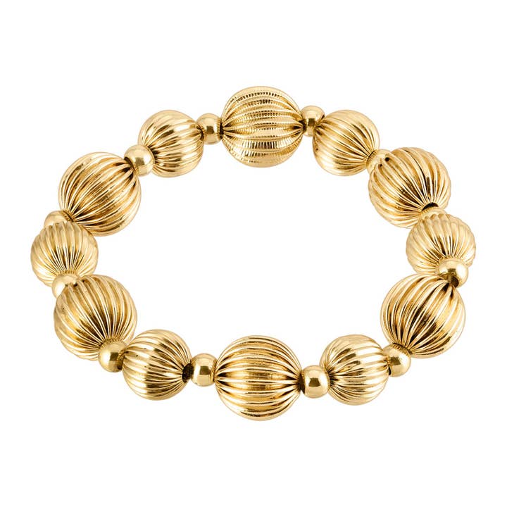 1928 Jewelry Callisto Round Corrugated Ball Stretch Bracelet for wholesale by 1928 Jewelry