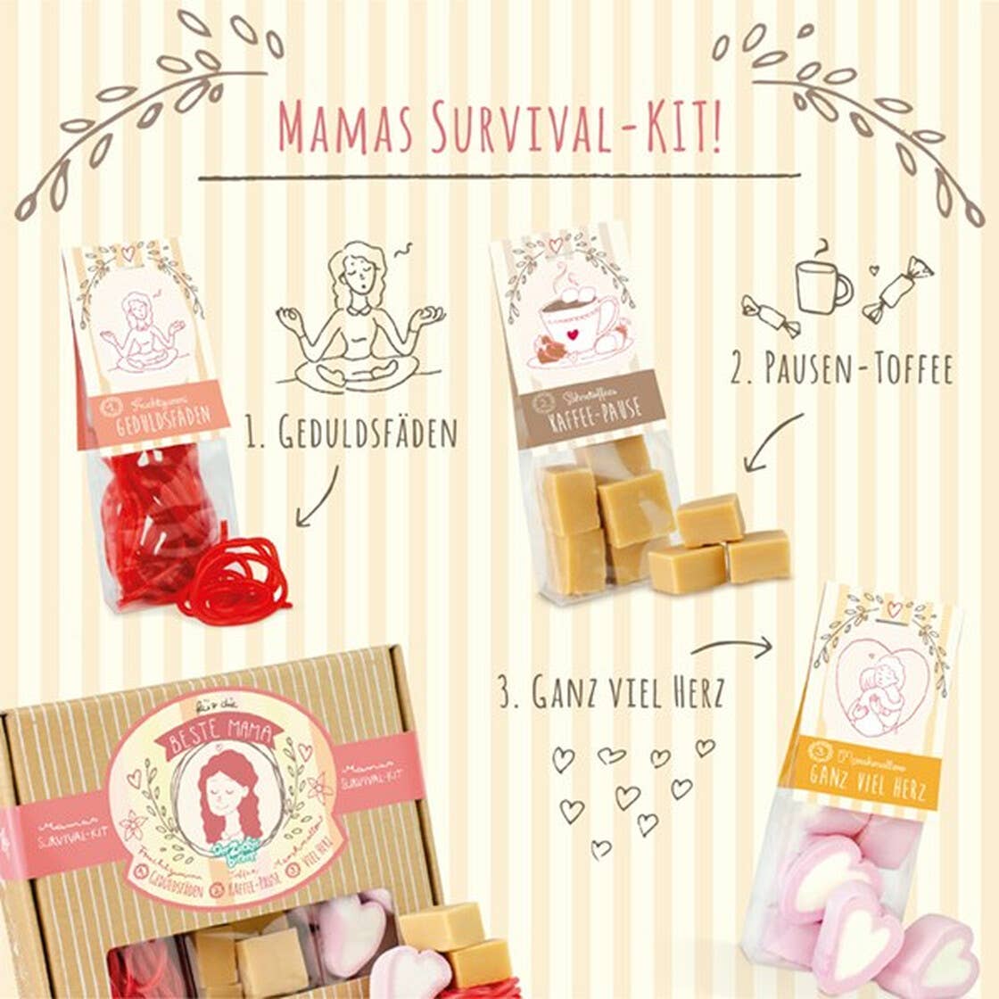Der Zuckerbäcker - Wholesale Gummy - Naschbox Mum's Survival Kit Mother's Day Gift Set1
